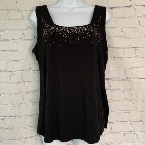 Black Tank Top With Rhinestone Large - Picture 1 of 6